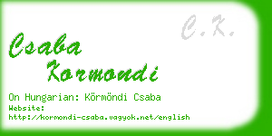 csaba kormondi business card